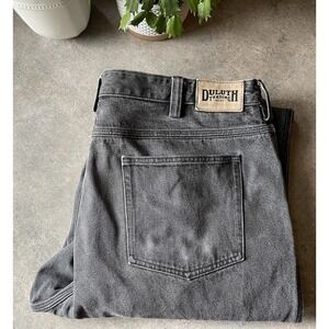 Duluth Relaxed Fit Men Size 42x32 Gray Black Denim Relaxed Fit Jeans Distressed